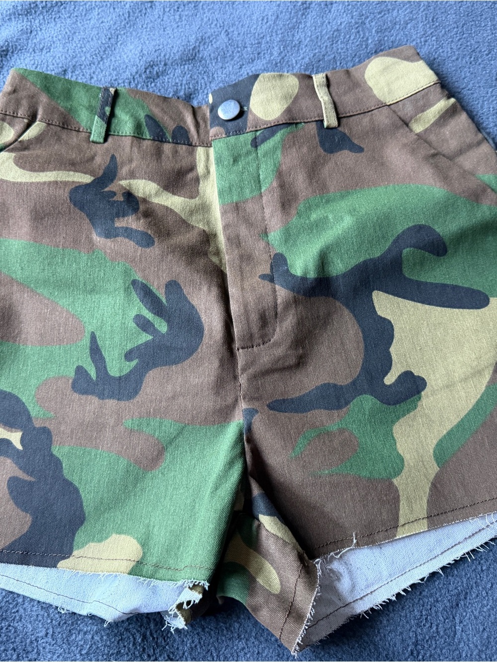 Camo Cutoff Shorts - Green Brown Black